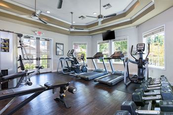 Fitness center open 24 hours with strength and cardio equipment
